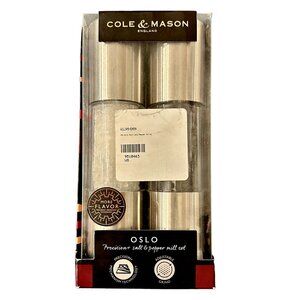Cole and Mason Oslo Precision Salt Pepper Mills Set Stainless Steel Adjust Grind